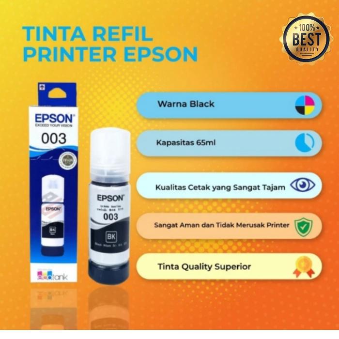 Gambar Tinta Printer 003 (CMYK) L3110 L3220 L3150 L5190 dll - Hitam dari SUKSES PRINT undefined Tokopedia