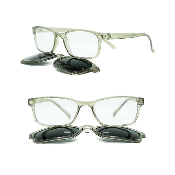 Gambar Kacamata Hitam Double Frame Dobel Lensa - Grey/Black dari fabulauv undefined Tokopedia
