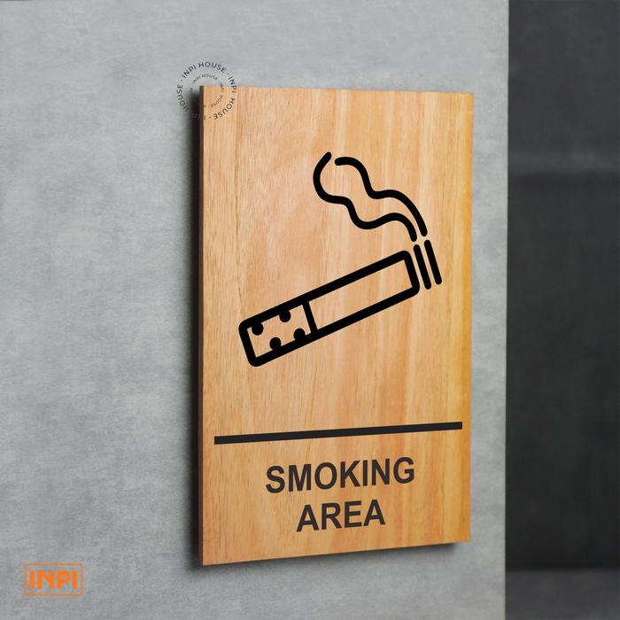 Gambar INPI - Sign Kayu Mahoni Sticker Portrait Smoking Area - Hitam dari INPI HOUSE Official Kota Bandung Tokopedia
