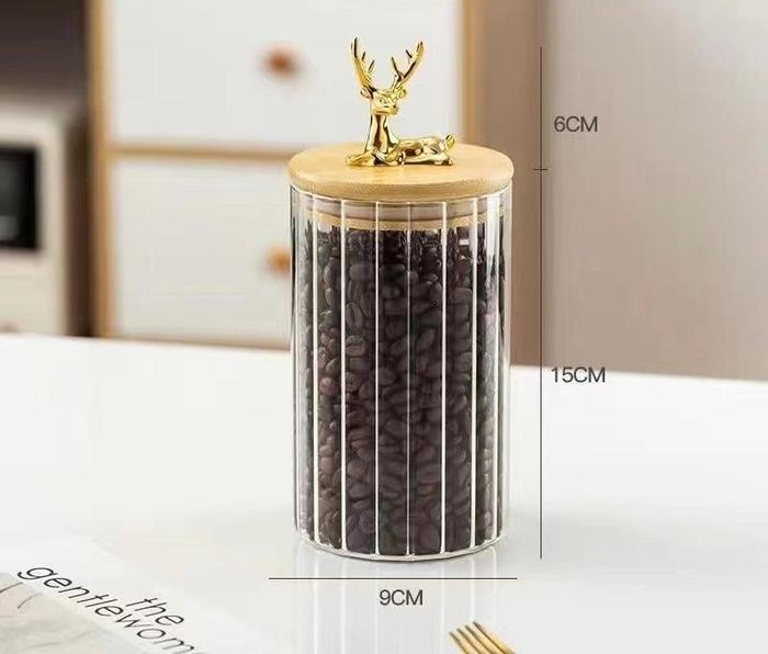 Gambar Golden deer glass transparant jar | Toples kue kering kaca - Large dari Mamasan Co Homewares Jakarta undefined Tokopedia
