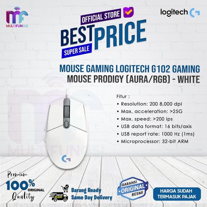 Gambar Mouse Gaming Logitech G102 Gaming Mouse Prodigy (AURA/RGB) - Putih dari Multifungsi Online undefined Tokopedia
