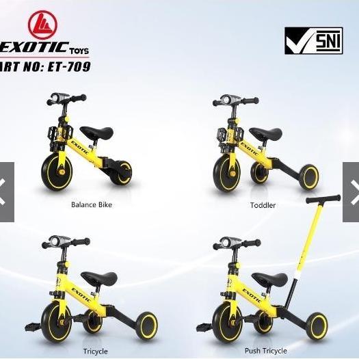 Gambar Exotic Et 709 Balance Bike 4 In 1 Sepeda Anak Roda Tiga Dorongan - Kuning dari Jersey Cha undefined Tokopedia