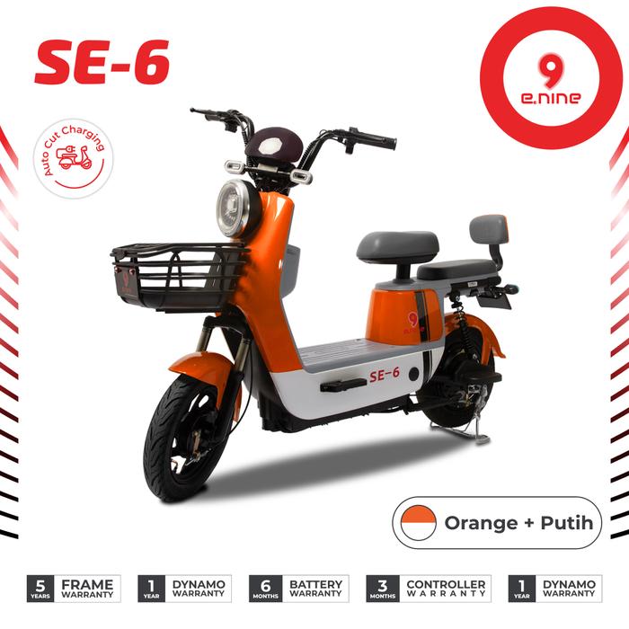 Gambar E-NINE SEPEDA LISTRIK SE-6 - Orange Putih dari Enine Indonesia undefined Tokopedia