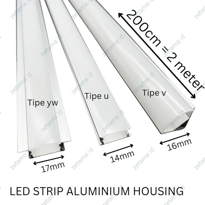 Gambar Cover LED Aluminium Profile LED Strip Chanel Panjang 2 Meter dari zetama id undefined Tokopedia