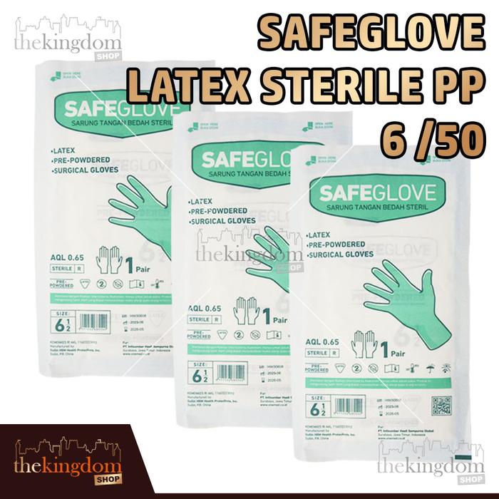 Gambar Safeglove Latex Sterile PP Powdered Gloves Sarung Tangan Steril Powder - 6 /50psg dari The Kingdom Shop Kota Administrasi Jakarta Utara Tokopedia