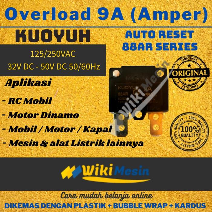 Gambar ORI Overload Thermal Circuit Breaker Kuoyuh 88AR Series Auto Reset - 9A dari Overload Wikimesin undefined Tokopedia