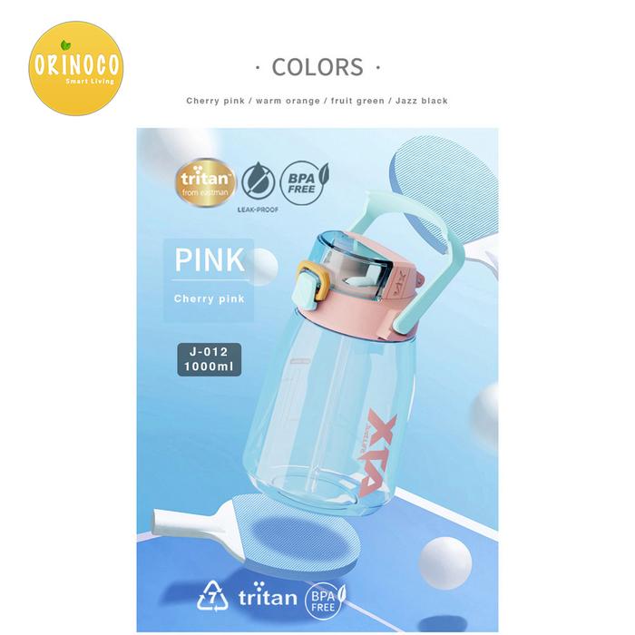 Gambar Botol Minum Besar J-012 Bottle Plastik Dengan Tali Panjang 1000ML Anti Tumpah Bpa free - Merah Muda dari Kioslunchbox bogor undefined Tokopedia