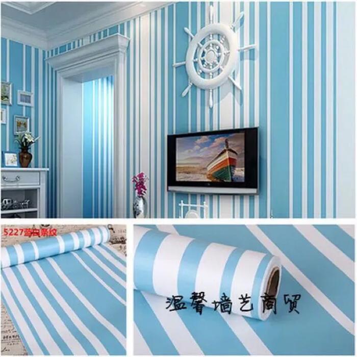 Gambar wallpaper dinding silver garis gelombang ruangan luar dalam elegan - salur biru puti dari FIROH WALLPAPER undefined Tokopedia