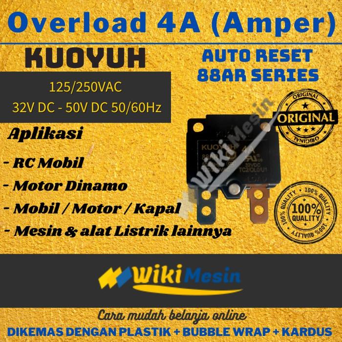 Gambar ORI Overload Thermal Circuit Breaker Kuoyuh 88AR Series Auto Reset - 4A dari Overload Wikimesin undefined Tokopedia