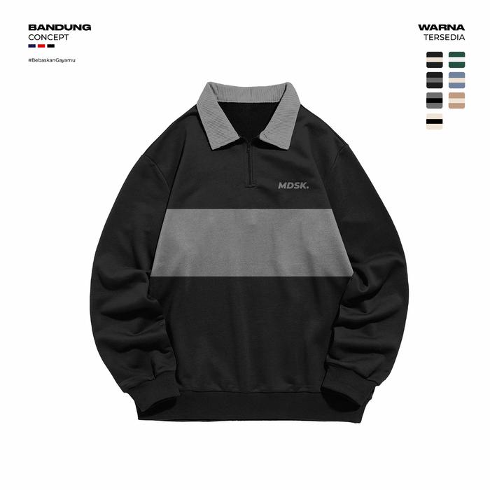 Gambar Kaos Polos Rugby Panjang Kaos Lengan Panjang Pria Kaos Kerah Panjang - Hitam-Abu, XL dari JUMPOUT STORE undefined Tokopedia