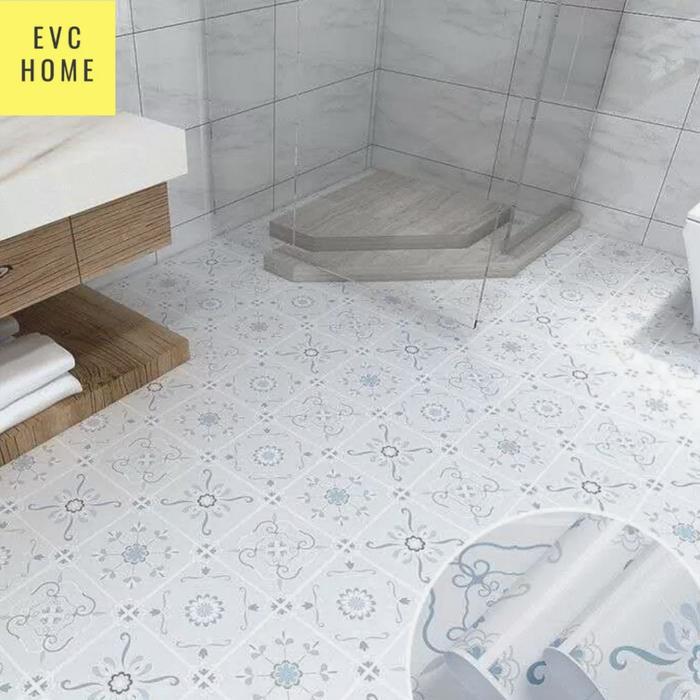 Gambar Wallpaper Khusus lantai kamar Mandi Bertekstur Anti slip motif batik - Batik Biru muda dari EsNasa undefined Tokopedia