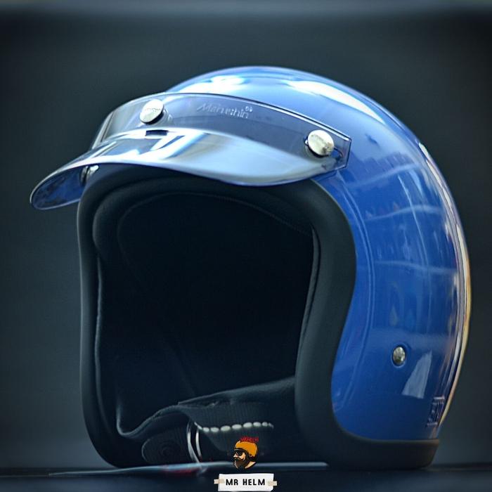 Gambar HELM RETRO SLIMHEAD LUBRO TT&CO WITH JAPAN PAD ORIGINAL SNI (MR HELM) - NEBULA BLUE, RED dari MR HELM_NEW undefined Tokopedia