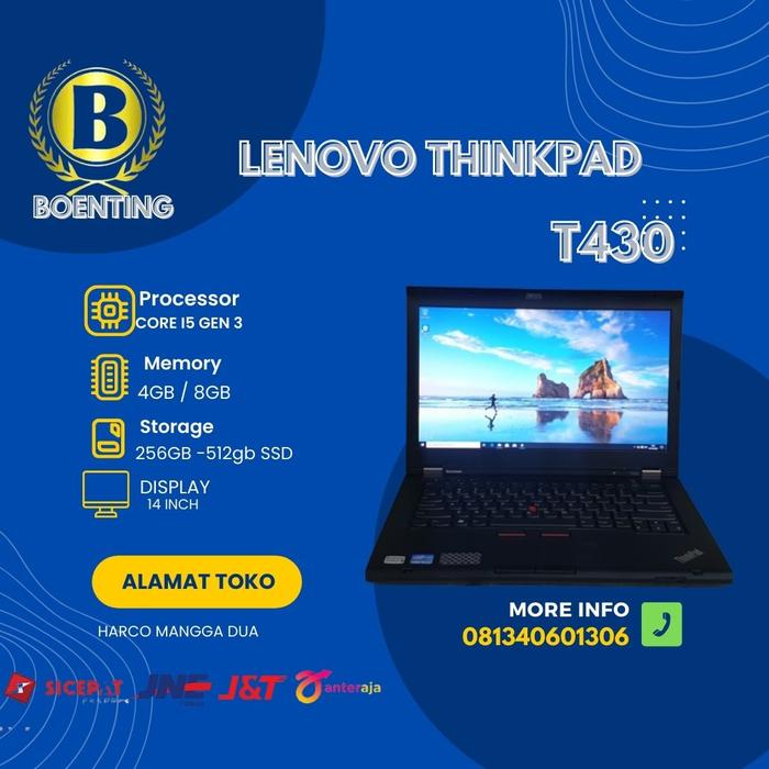 Gambar LAPTOP LENOVO THINKPAD T480/T470/T460/T450/T440/T430 MULUSS/BERGARANSI - T430 I5 GEN 3, 4GB SSD 128GB dari BOENTING COMP undefined Tokopedia