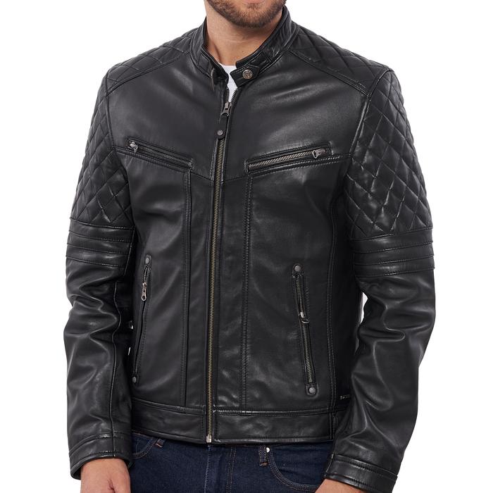 Gambar jaket kulit pria terbaru jaket motor kulit domba asli - Hitam, S dari Alfatih jaket kulit garut undefined Tokopedia