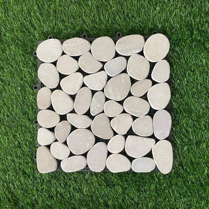 Jual Decking Tile Batu Alam - stone outdoor indoor - Bulat Putih - Kab ...