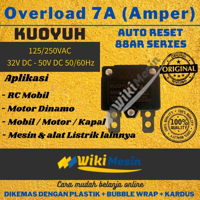 Gambar ORI Overload Thermal Circuit Breaker Kuoyuh 88AR Series Auto Reset - 7A dari Overload Wikimesin undefined Tokopedia