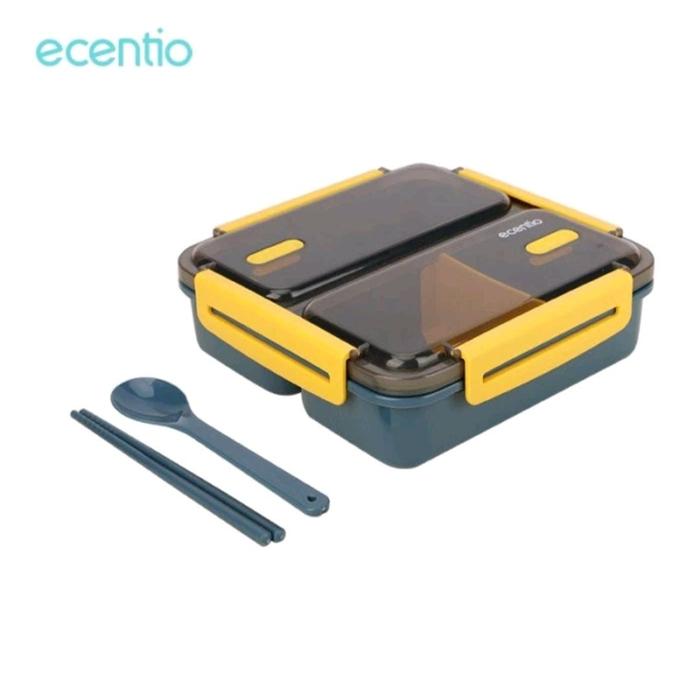 Gambar Ecentio 1100 ml 3 Grids Kotak Tempat Makan Anak Lunch Box Anti Tumpah - Instant/Sameday, Biru dari Barang Murah Donk undefined Tokopedia