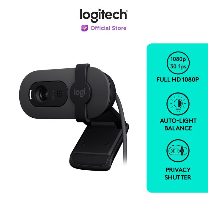 Gambar Logitech Brio 100 Webcam Full HD Shutter Privacy & Built-in Microphone - Graphite dari Logitech Official Store undefined Tokopedia