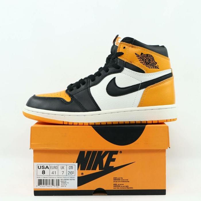 Jual SNEAKERS AIR JORDAN RETRO HIGH OG YELLOW TOE TAXI BLACK