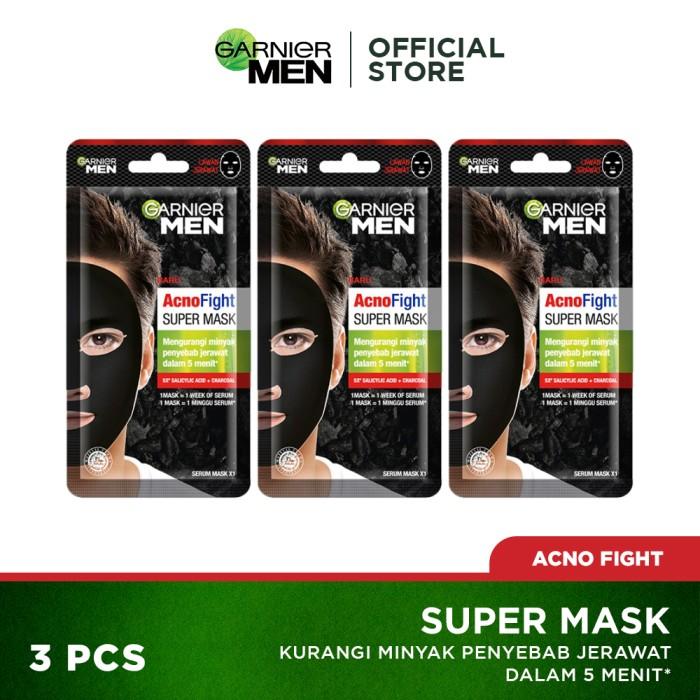 Gambar Garnier Men Acno Fight Super Mask Single/Pack of 3/Pack of 5 - Pack of 3 dari Garnier Men Official Store undefined Tokopedia