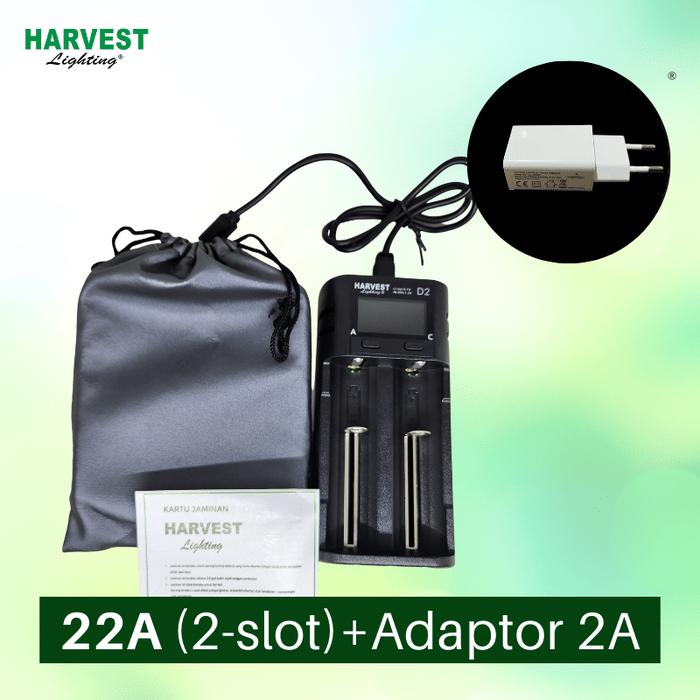 Gambar Harvest Lighting Smart Battery Charger Baterai Fast Charging LCD Display Lithium Ion 18650 21700 26650 NiMH NiCD AAA AA Powerbank - 2-Slot+Adaptor dari Harvest Lighting Store undefined Tokopedia