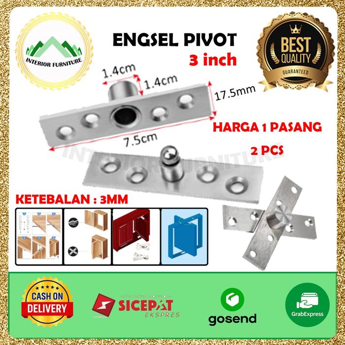 Gambar Engsel Pivot Jendela Stainless Steel ukuran 3 inch & 4 inch.. - 3 inch dari InteriorFurnitureIndonesia undefined Tokopedia