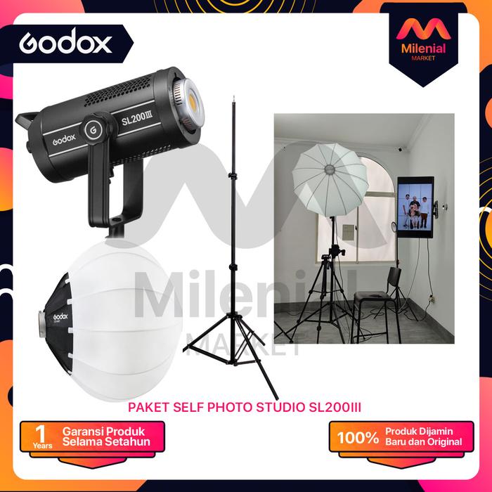 Gambar Paket Self Photo Studio with Studio LED Godox SL200III SL200 III - CS65D dari Milenialmarket undefined Tokopedia