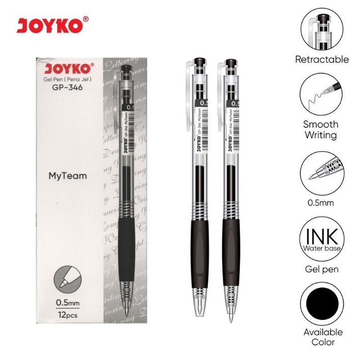 Gambar Joyko Gel Pen Retractable GP 346 My Team 0.5mm | @1Ktk=12PCs - Hitam dari ofismart undefined Tokopedia