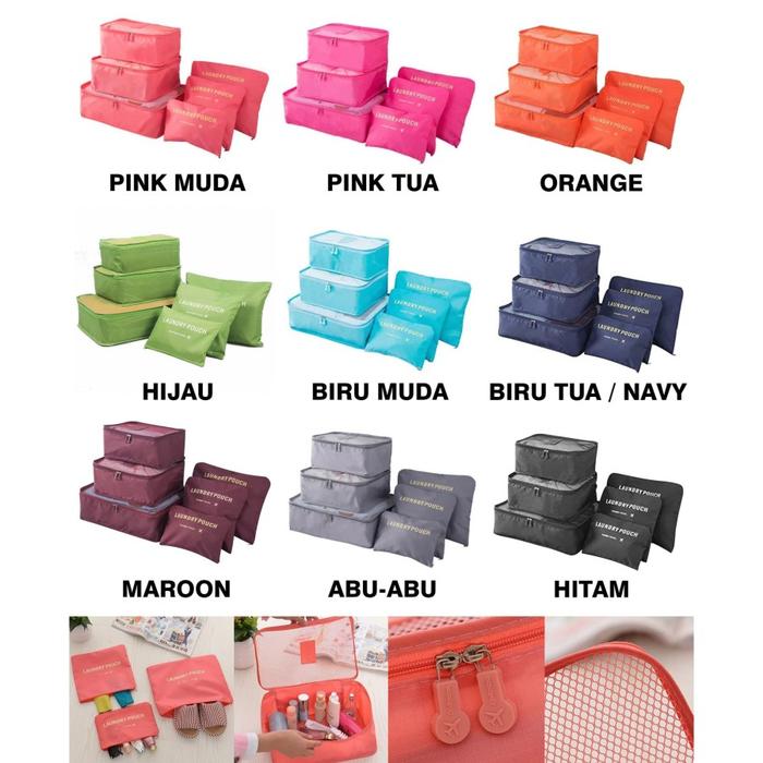 Gambar Tas Travel Organizer Loundry Pouch Storage Koper Bag 6 in 1 Isi 6 - Random dari Inspirate21 undefined Tokopedia