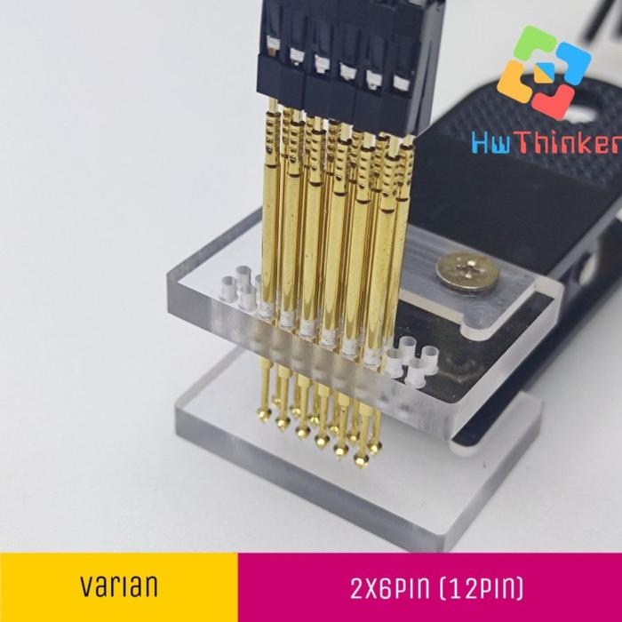Gambar Probe Clip Tool Test PCB IC Programming Clamp Pogo Pin 2.54mm Double - 2x6pin (12pin)  dari HwThinker undefined Tokopedia