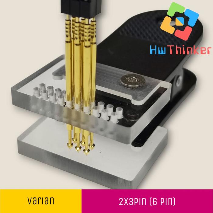 Gambar Probe Clip Tool Test PCB IC Programming Clamp Pogo Pin 2.54mm Double - 2x3pin (6pin) dari HwThinker undefined Tokopedia