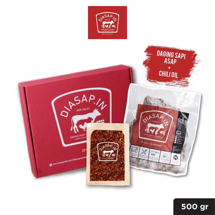 Gambar DIASAPIN - Daging Asap Sapi 500gr Plus Chili Oil / Bawang / Ijo - Chili Oil Pedas dari DIASAPIN undefined Tokopedia