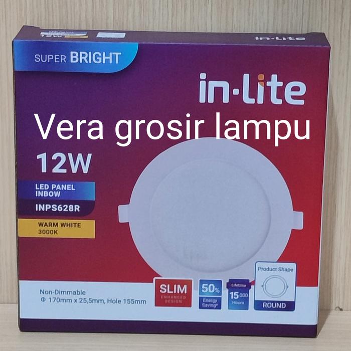 Gambar Lampu panel Inlite 12W cahaya putih 6500K / Lampu downlight led Inlite - Kuning 3000K dari Vera grosir lampu electric undefined Tokopedia