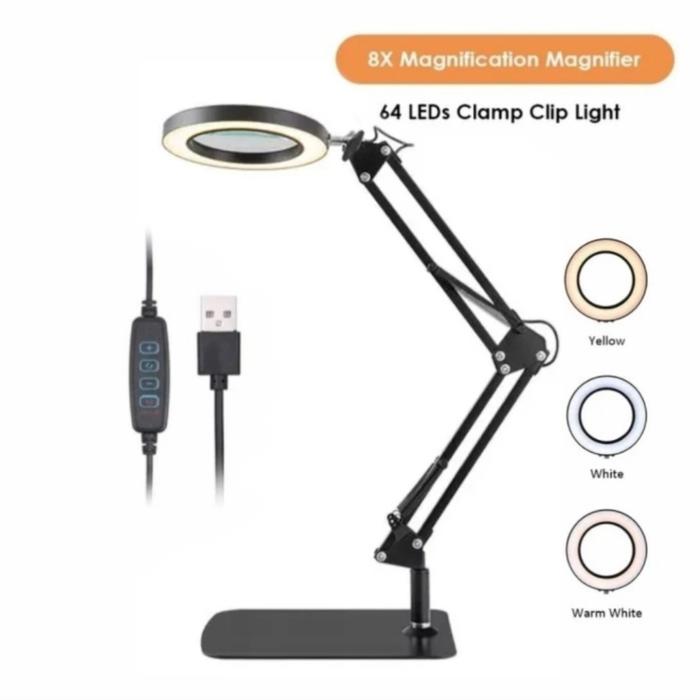 Gambar AVPRO HD30 Desk Lamp 16cm Led Ring 8x Magnifying Glass w Base 24x20 cm - BLACK dari Pro-X Technology undefined Tokopedia