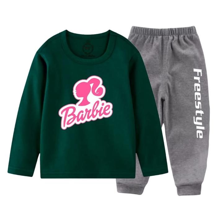 Gambar Baju Kaos Setelan Lengan Panjang Anak Perempuan Sweater Barbie Cewek - Hijau, 2 dari logokids undefined Tokopedia