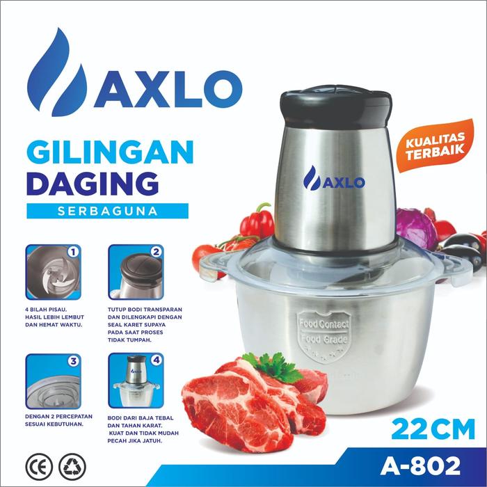 Gambar CHOPPER / GILINGAN DAGING SERBAGUNA AXLO A 802 MANGKUK STAINLESS dari hello electric_NEW undefined Tokopedia