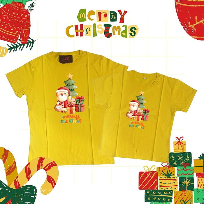 Gambar KAOS LCC NATAL SANTA KADO / KAOS CHRISTMAS COUPLE - S. kado kuning, anak s dari Kaoslcc.jkt undefined Tokopedia