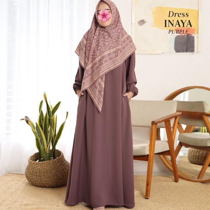 Gambar INAYA DRESS (GAMIS ONLY) by Greenism - Purple, S dari Cormous Store undefined Tokopedia