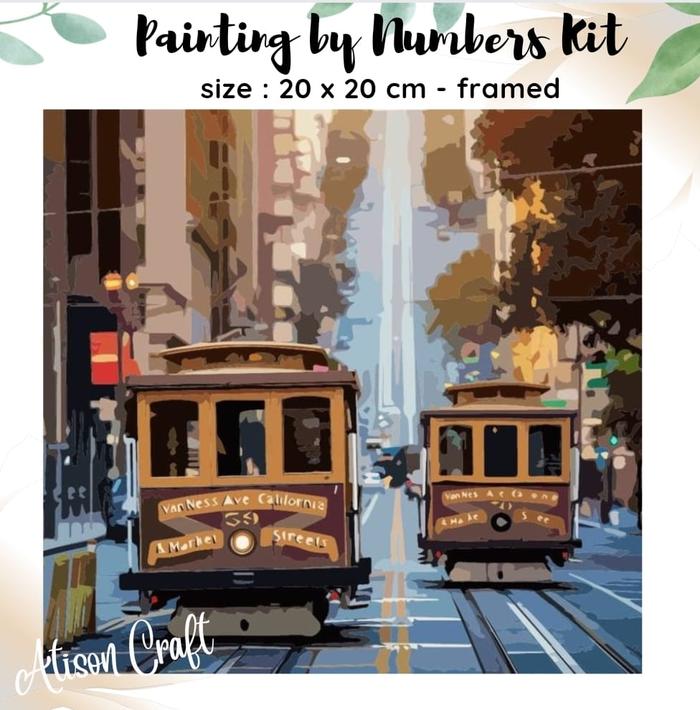 Gambar Oil Painting By Number WITH FRAME (20x20cm) mini - LANDSCAPE - london retro dari Atison undefined Tokopedia