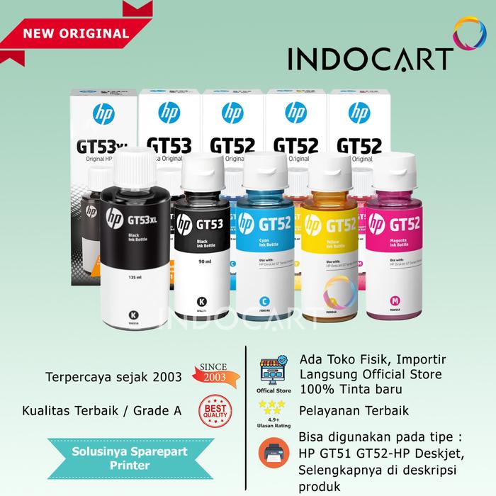 Gambar Tinta Original HP GT51 GT52 GT53 Printer HP Ink Tank 310 315 319 410 419 - Ori Dengan Box, Yellow dari IndoCart HM2 undefined Tokopedia