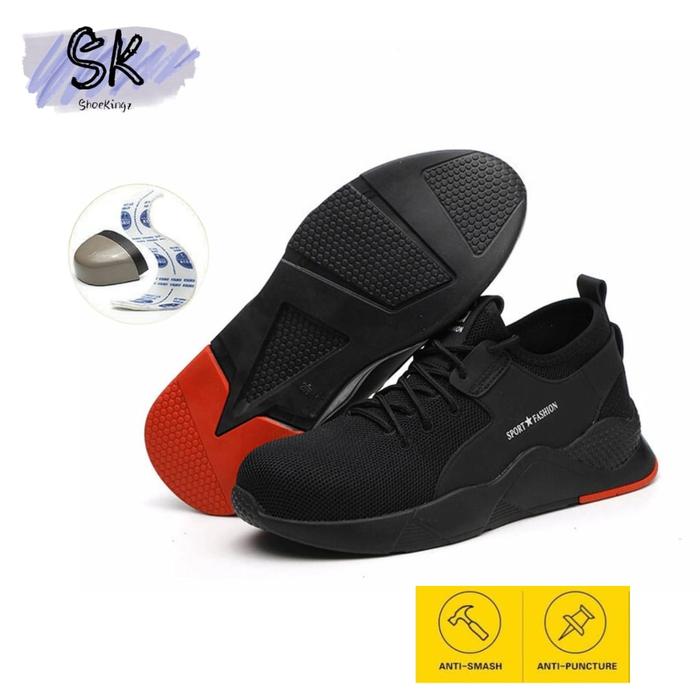 Promo Sepatu Safety Sneakers Pria Sport Shoes hitam 39 Kota
