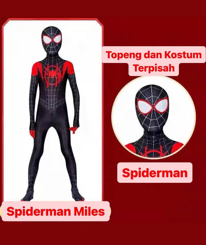 Gambar Kostum Spiderman Cosplay Onesie Party Baju Superhero Anak Laba Laba - Miles, 120cm dari Republik Boneka undefined Tokopedia