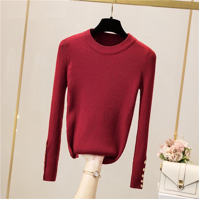 Gambar ATASAN RAJUT WANITA (lengan kancing) Baju Rajut Wanita Kaos Import - Maroon dari Fesyana Store undefined Tokopedia