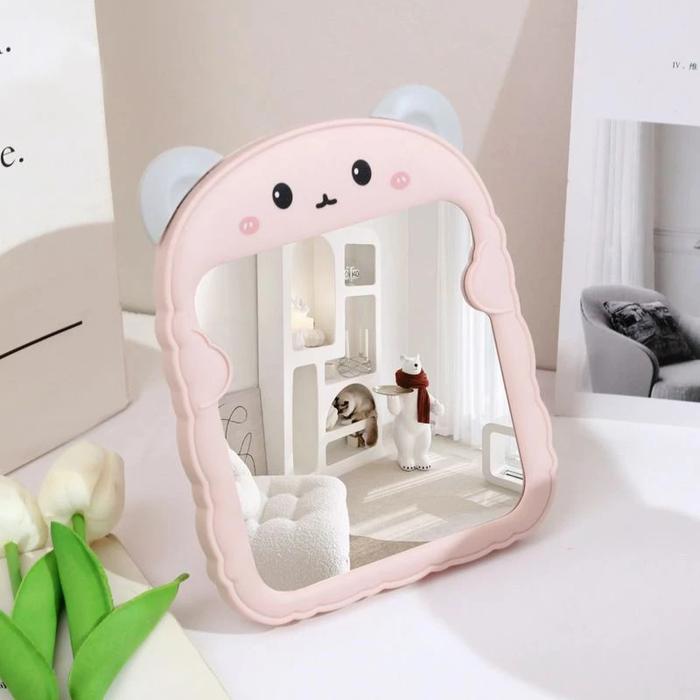 Gambar cermin kaca make up cermin aesthetic cermin rias cermin kaca lucu - pink grey dari KOMURA.ID undefined Tokopedia