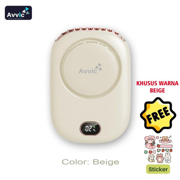 Gambar Avvic Kipas Angin Mini DQ203 Portable Hanging Neck Fan Model Gantung Leher - Beige+Sticker dari Avvic undefined Tokopedia