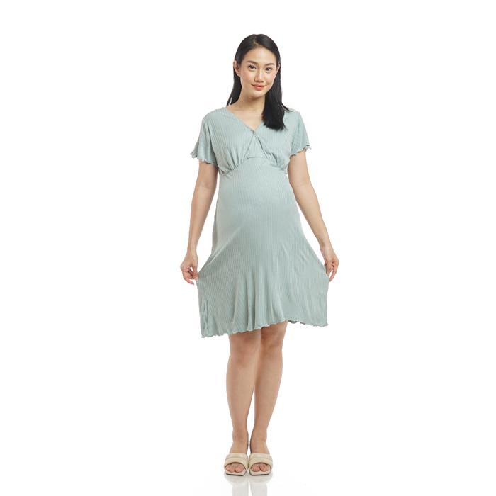 Gambar Eve Maternity Baju Hamill Dress Knit Menyusui Nyaman IDM121 - Hijau dari Eve Maternity Store undefined Tokopedia