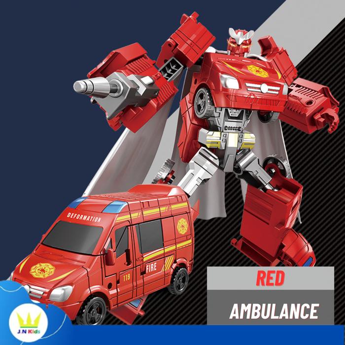 Gambar Mainan Anak Robot Berubah Bentuk Deformasi Transformer - Ambulance Merah dari JN Kids Kingdom undefined Tokopedia