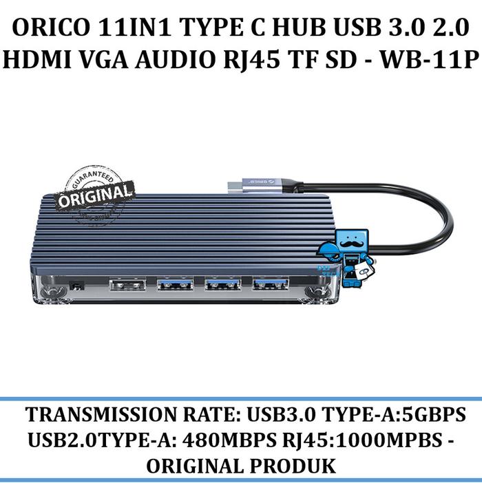 Promo Orico 11in1 Type C Hub Usb Hdmi Vga Audio Rj45 Tf Sd