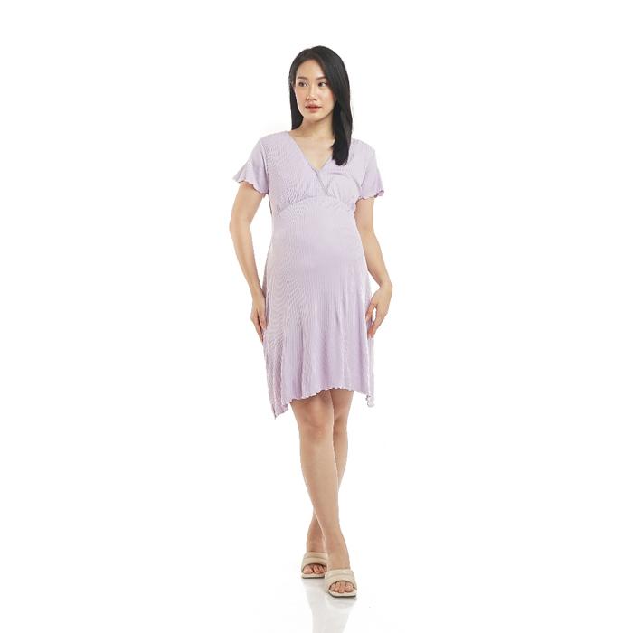 Gambar Eve Maternity Baju Hamill Dress Knit Menyusui Nyaman IDM121 - VIOLET dari Eve Maternity Store undefined Tokopedia