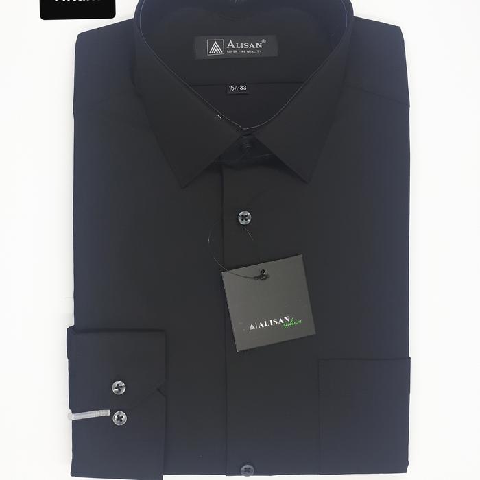 Gambar ALISAN Kemeja Pria SLIM FIT Polos Lengan Panjang/Aneka Warna/ MARON - Hitam, no 14.5 = S dari VISI AR undefined Tokopedia